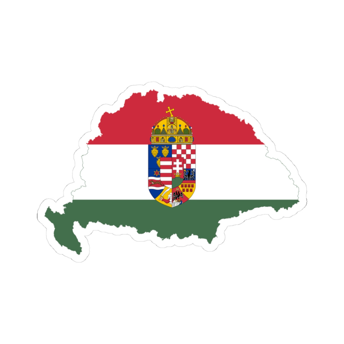 Flag-map of Transleithania 1915-1918 (Hungary) STICKER Vinyl Kiss-Cut Decal