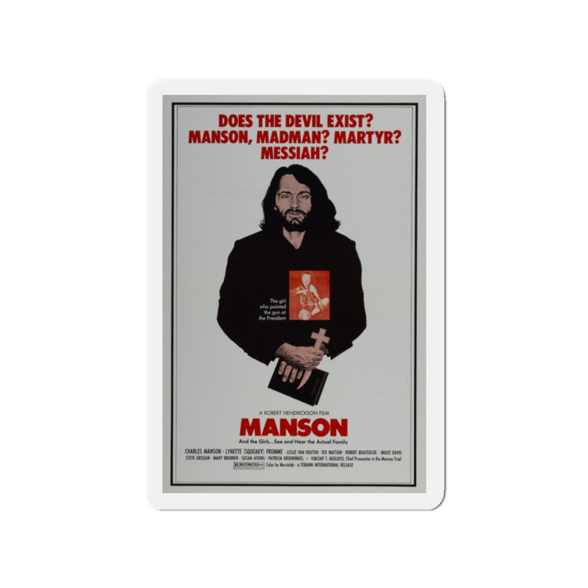 MANSON 1973 Movie Poster - Refrigerator Magnet-2" x 2"-Die-Cut-1 pc-The Sticker Space