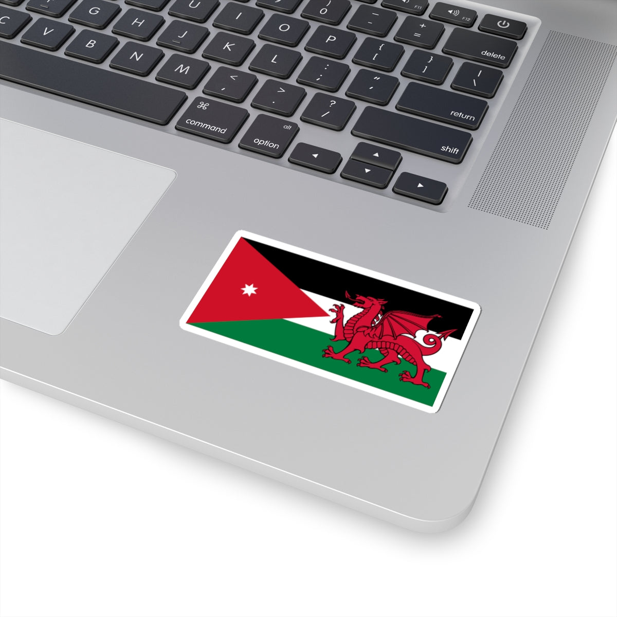 Hybrid Flag of Jordan and Wales (United Kingdom) STICKER Vinyl Kiss-Cut Decal