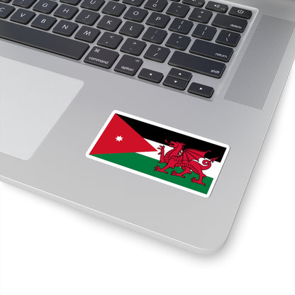 Hybrid Flag of Jordan and Wales (United Kingdom) STICKER Vinyl Kiss-Cut Decal