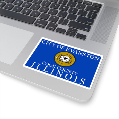 Flag of Evanston, IL - STICKER Vinyl Kiss-Cut Decal