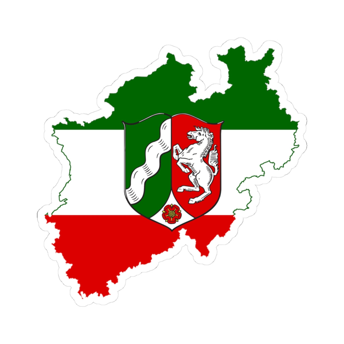 Flag map of North Rhine-Westphalia (Germany) STICKER Vinyl Kiss-Cut Decal