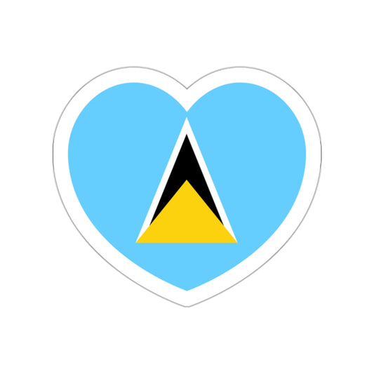 Heart Flag of Saint Lucia - STICKER Vinyl Die-Cut Decal