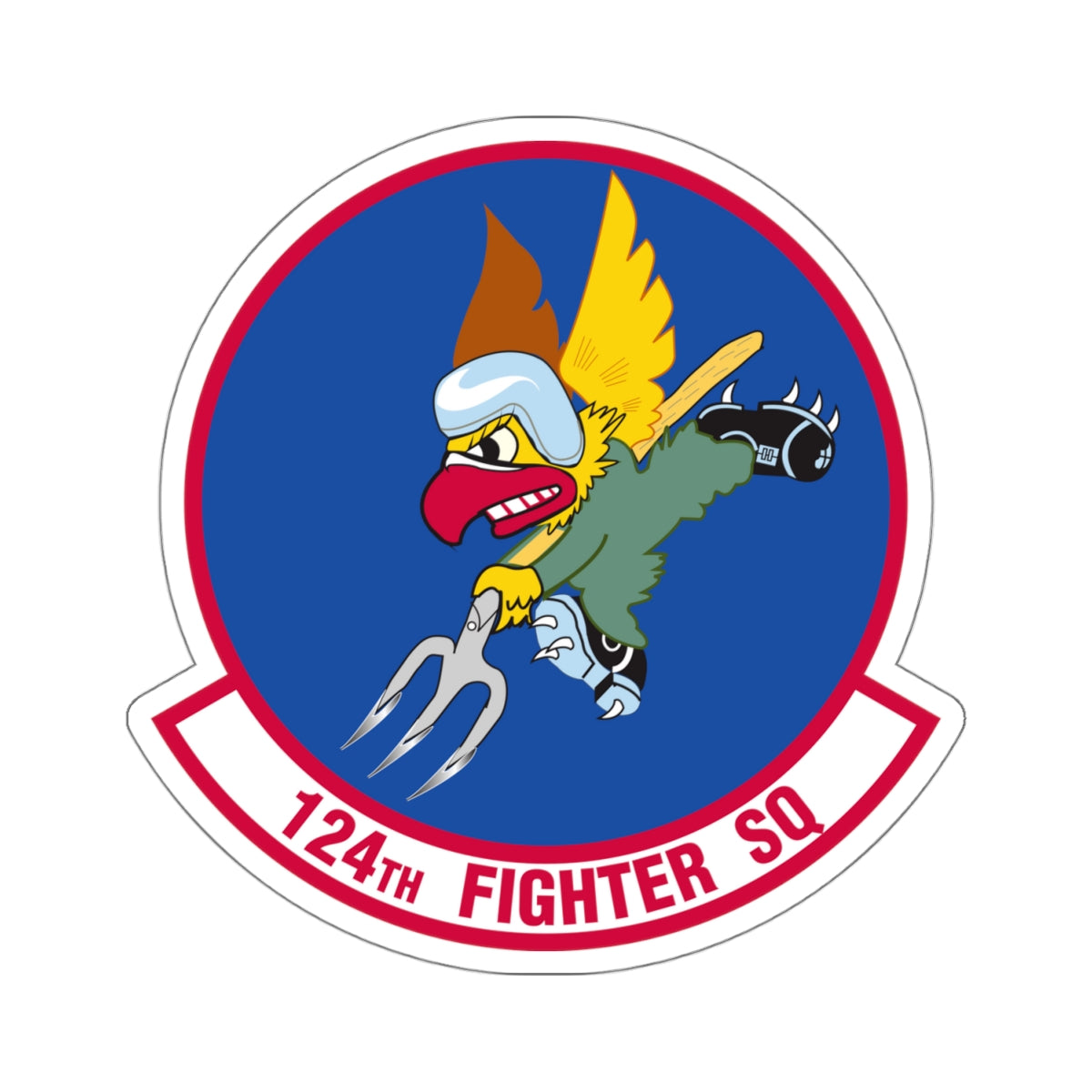 124 Fighter Squadron (U.S. Air Force) STICKER Vinyl Kiss-Cut Decal-4 Inch-White-The Sticker Space