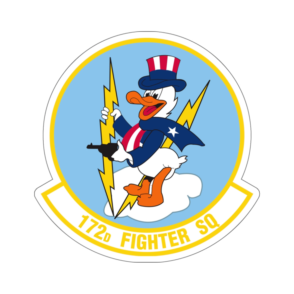 172 Fighter Squadron (U.S. Air Force) STICKER Vinyl Kiss-Cut Decal-6 Inch-White-The Sticker Space