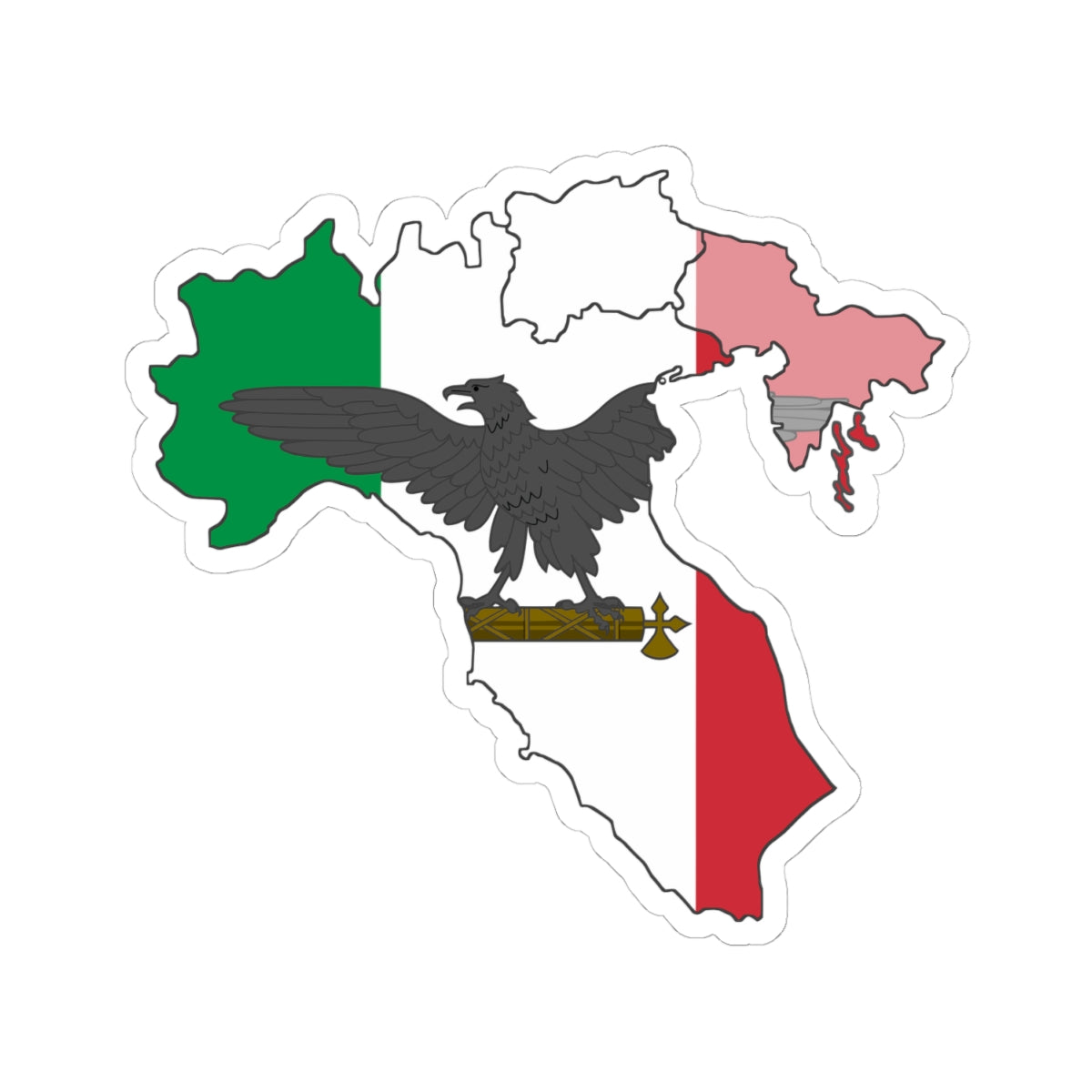 Flag map of the Italian Social Republic (Italy) STICKER Vinyl Kiss-Cut Decal