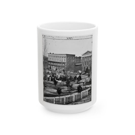 Atlanta, Ga. Trout House, Masonic Hall, And Federal Encampment On Decatur Street (U.S. Civil War) White Coffee Mug