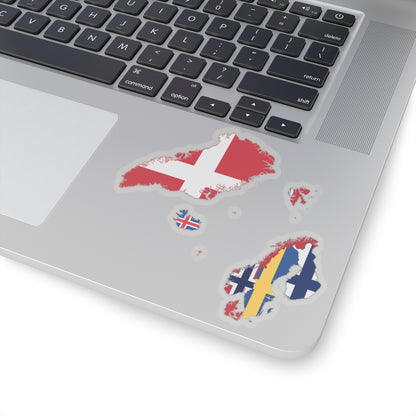 Flag map of the Nordic countries (Denmark) STICKER Vinyl Kiss-Cut Decal