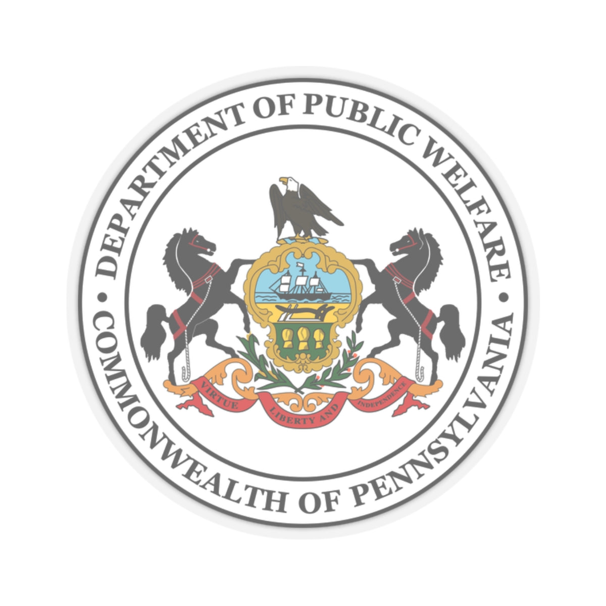 Seal of the Pennsylvania Department of Public Welfare - STICKER Vinyl Kiss-Cut Decal