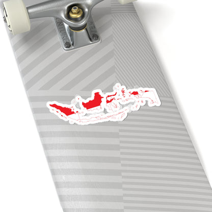 Flag map of Indonesia physical version (Indonesia) STICKER Vinyl Kiss-Cut Decal