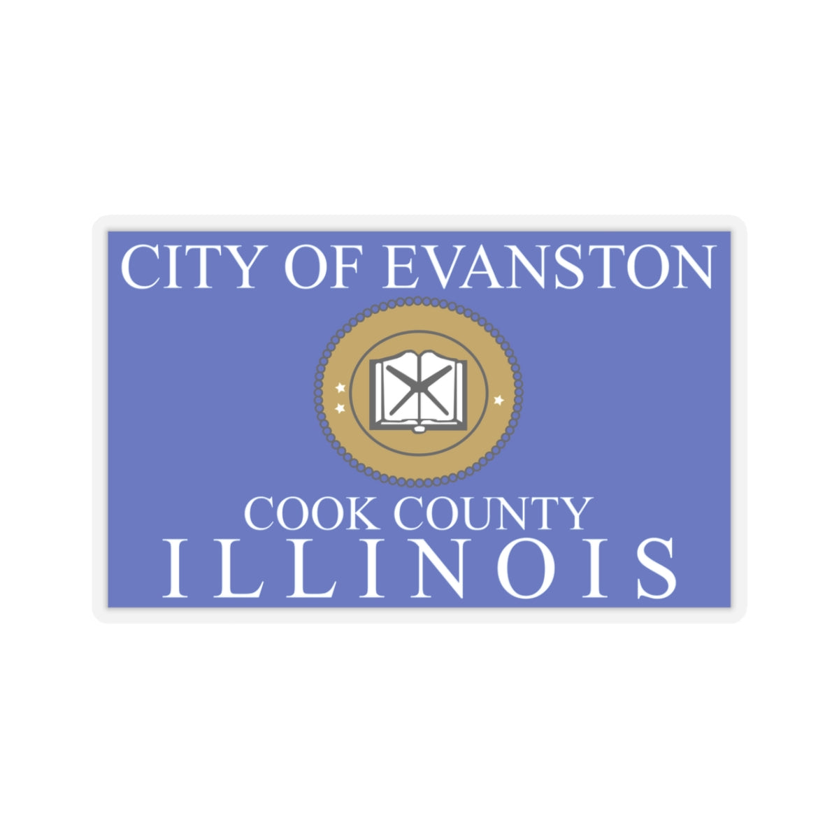 Flag of Evanston, IL - STICKER Vinyl Kiss-Cut Decal