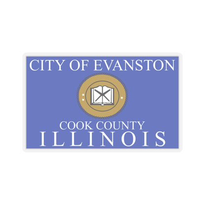 Flag of Evanston, IL - STICKER Vinyl Kiss-Cut Decal