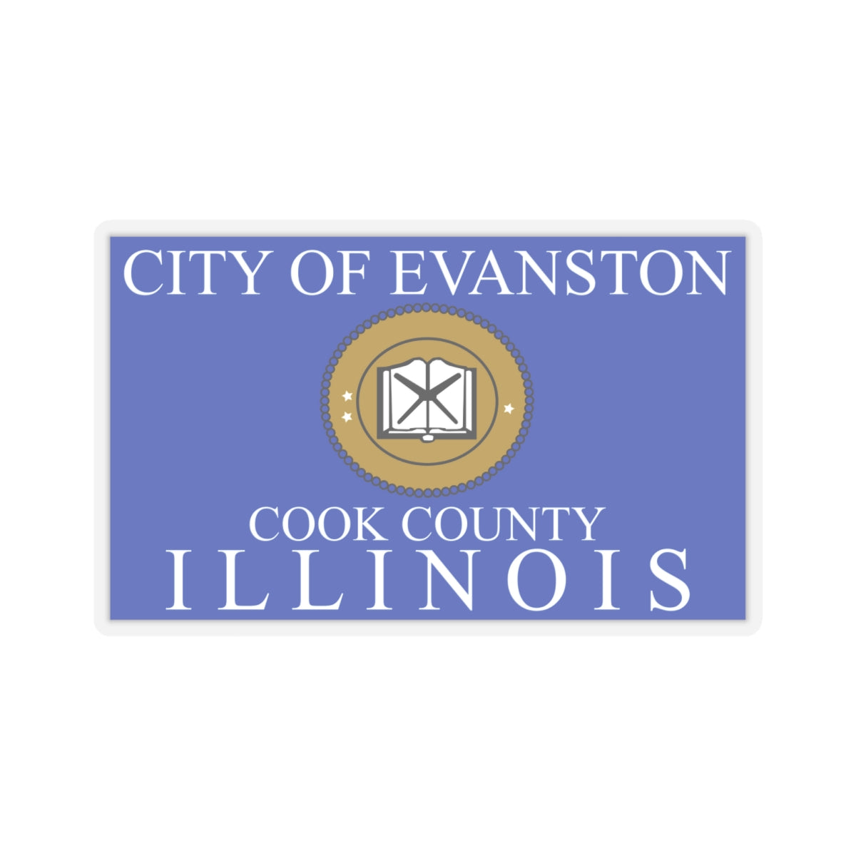 Flag of Evanston, IL - STICKER Vinyl Kiss-Cut Decal