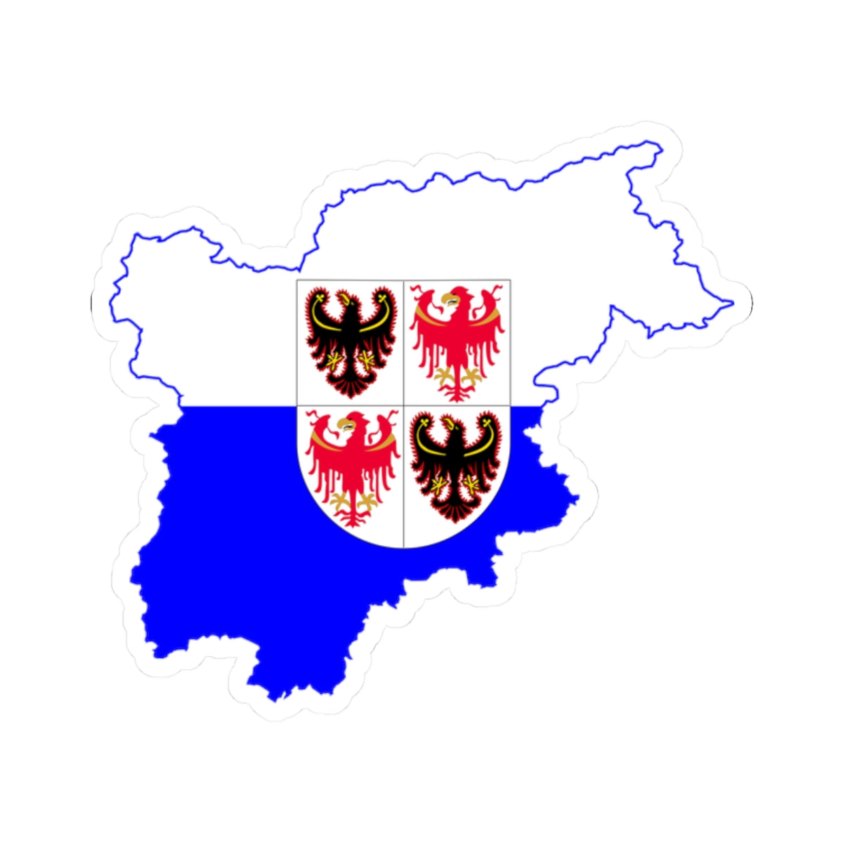 Flag map of Trentino-South Tyrol (Italy) STICKER Vinyl Kiss-Cut Decal