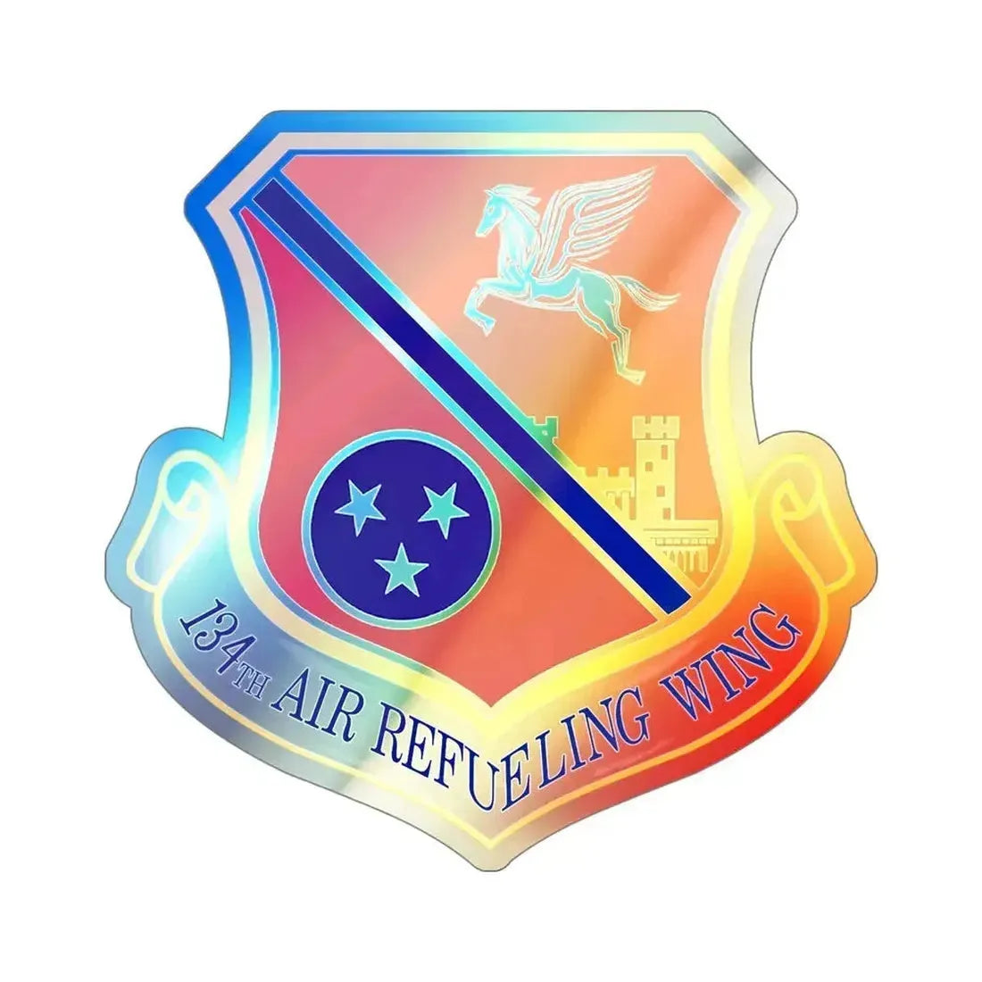 134th Air Refueling Wing (U.S. Air Force) Holographic STICKER Die-Cut Vinyl Decal 5 Inch Holographic - The Sticker Space