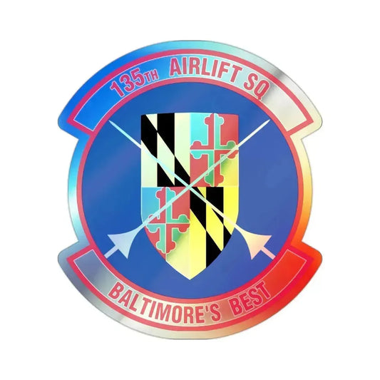 135 Airlift Squadron (U.S. Air Force) Holographic STICKER Die-Cut Vinyl Decal 2 Inch Holographic - The Sticker Space