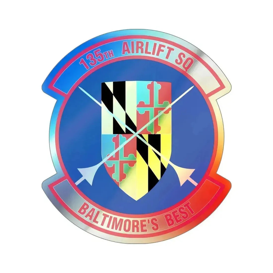 135 Airlift Squadron (U.S. Air Force) Holographic STICKER Die-Cut Vinyl Decal 6 Inch Holographic - The Sticker Space
