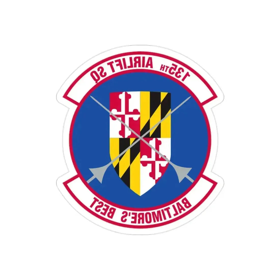 135 Airlift Squadron (U.S. Air Force) REVERSE PRINT Transparent Die-Cut STICKER 2 Inch Die-Cut Transparent - The Sticker Space