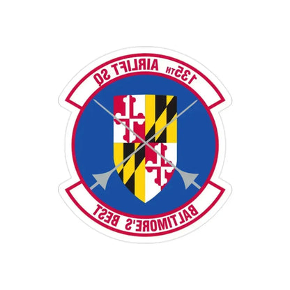 135 Airlift Squadron (U.S. Air Force) REVERSE PRINT Transparent Die-Cut STICKER 2 Inch Die-Cut Transparent - The Sticker Space