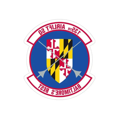 135 Airlift Squadron (U.S. Air Force) REVERSE PRINT Transparent Die-Cut STICKER 3 Inch Die-Cut Transparent - The Sticker Space