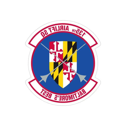 135 Airlift Squadron (U.S. Air Force) REVERSE PRINT Transparent Die-Cut STICKER 4 Inch Die-Cut Transparent - The Sticker Space