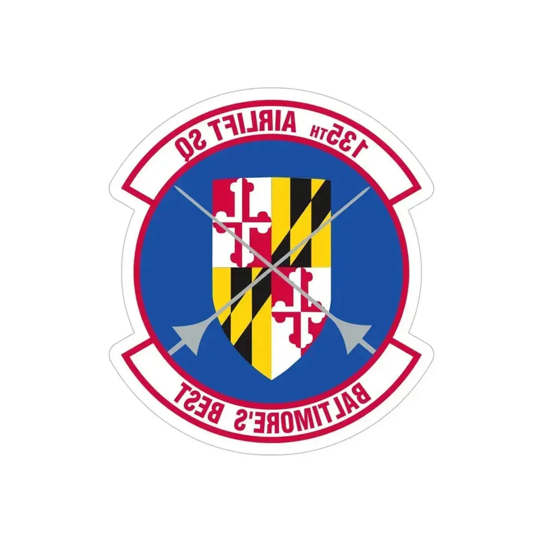 135 Airlift Squadron (U.S. Air Force) REVERSE PRINT Transparent Die-Cut STICKER 5 Inch Die-Cut Transparent - The Sticker Space