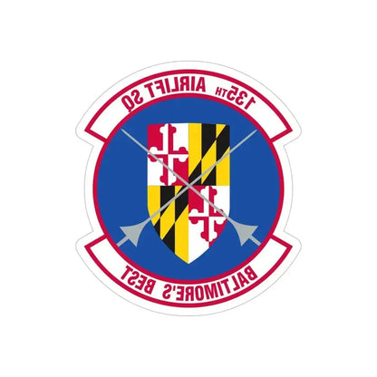 135 Airlift Squadron (U.S. Air Force) REVERSE PRINT Transparent Die-Cut STICKER 5 Inch Die-Cut Transparent - The Sticker Space