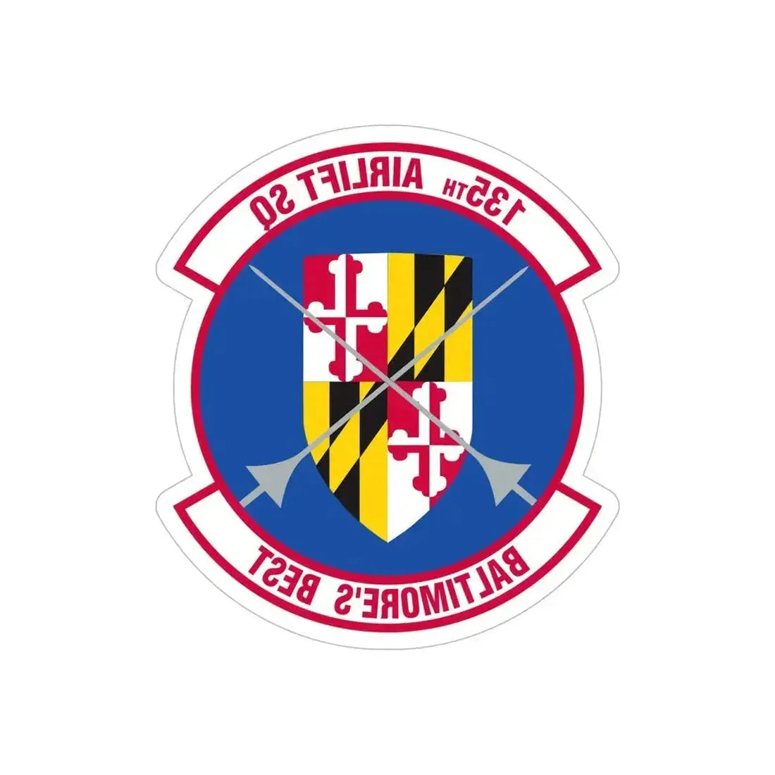 135 Airlift Squadron (U.S. Air Force) REVERSE PRINT Transparent Die-Cut STICKER 6 Inch Die-Cut Transparent - The Sticker Space