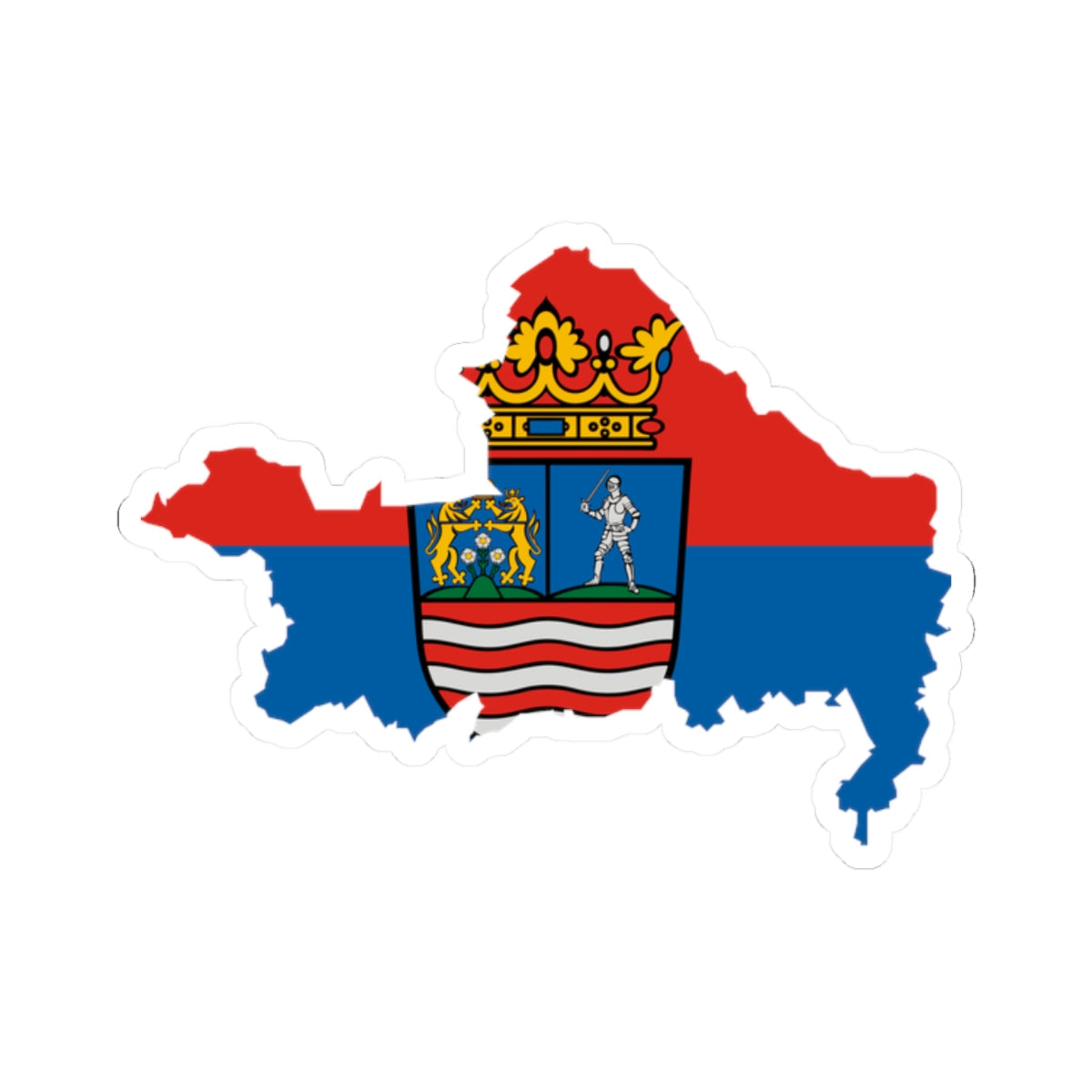 Flag-map of Gyor-Moson-Sopron County (Hungary) STICKER Vinyl Kiss-Cut Decal