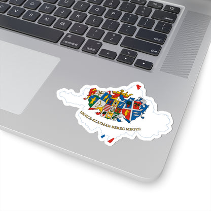 Flag-map of Szabolcs-Szatmar-Bereg County (Hungary) STICKER Vinyl Kiss-Cut Decal