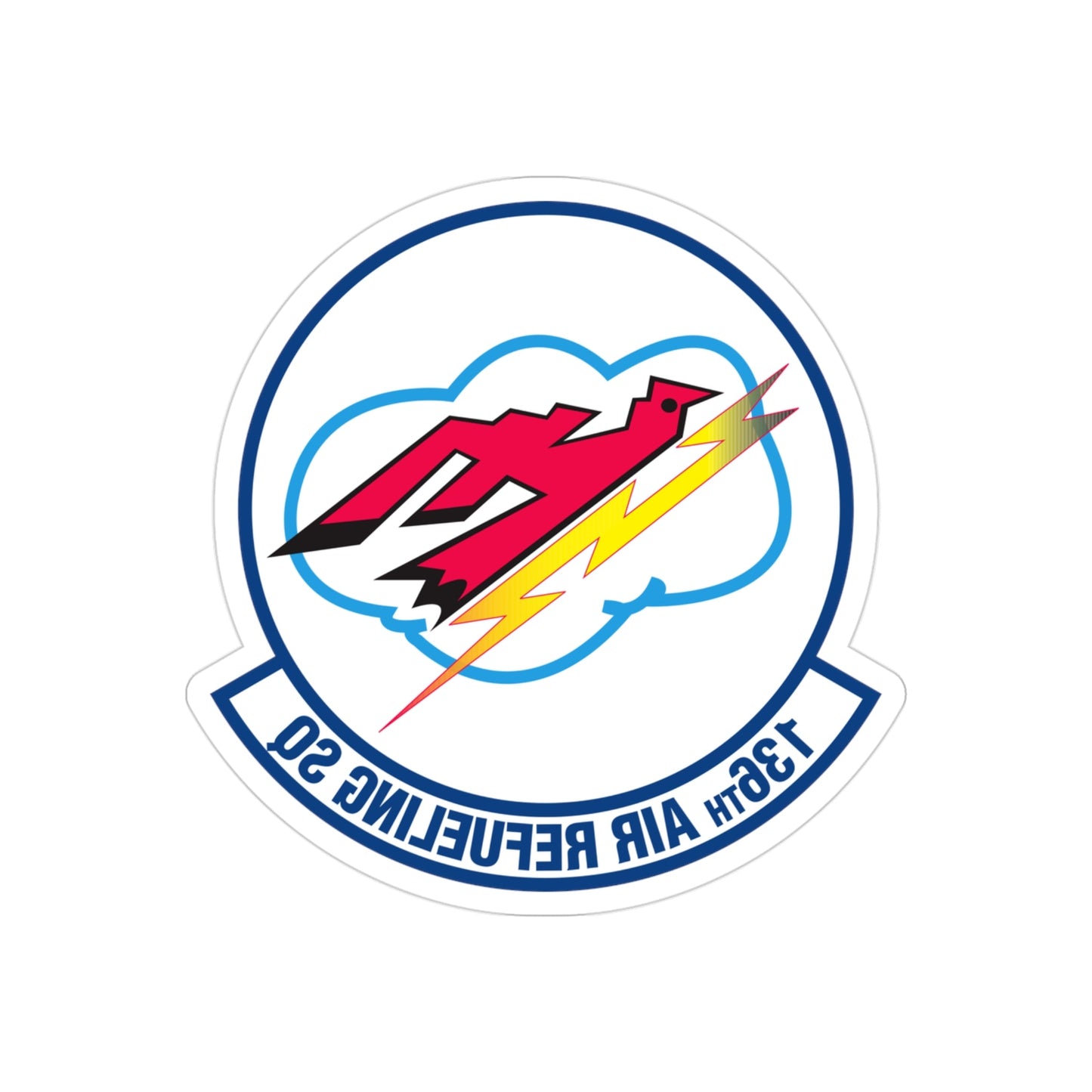 136 Air Refueling Squadron (U.S. Air Force) REVERSE PRINT Transparent STICKER-3" × 3"-The Sticker Space