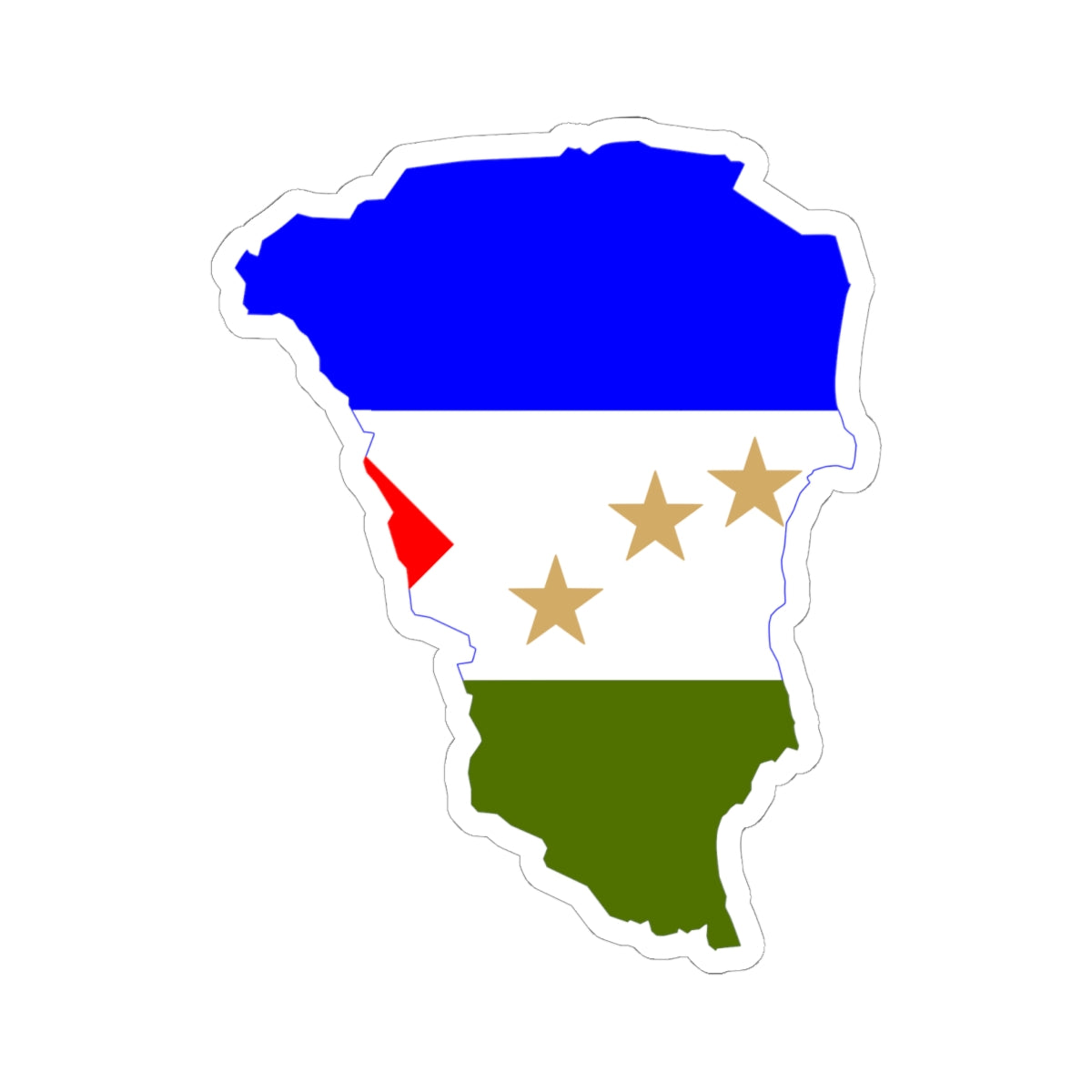 Flag-map of RAAS (Nicaragua) STICKER Vinyl Kiss-Cut Decal