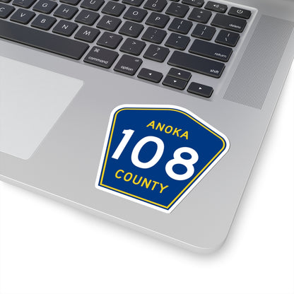 Anoka County 108 (Minnesota) (Road Sign) STICKER Vinyl Kiss-Cut Decal