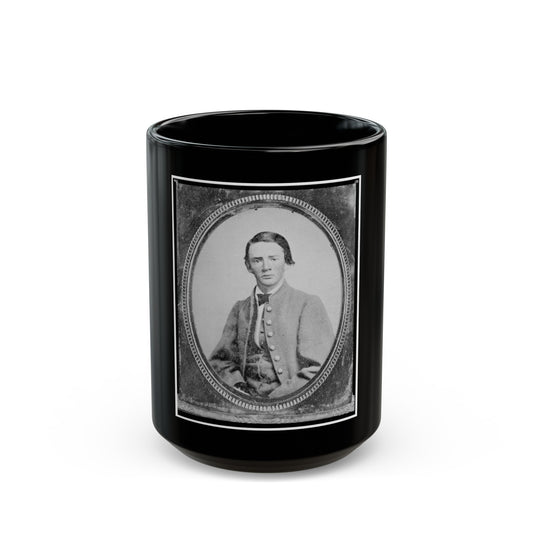 Wm. Francis Jones, Pvt., 5th Virginia Cavalry, C.S.A., Half-Length Portrait, Seated, Facing Front (U.S. Civil War) Black Coffee Mug
