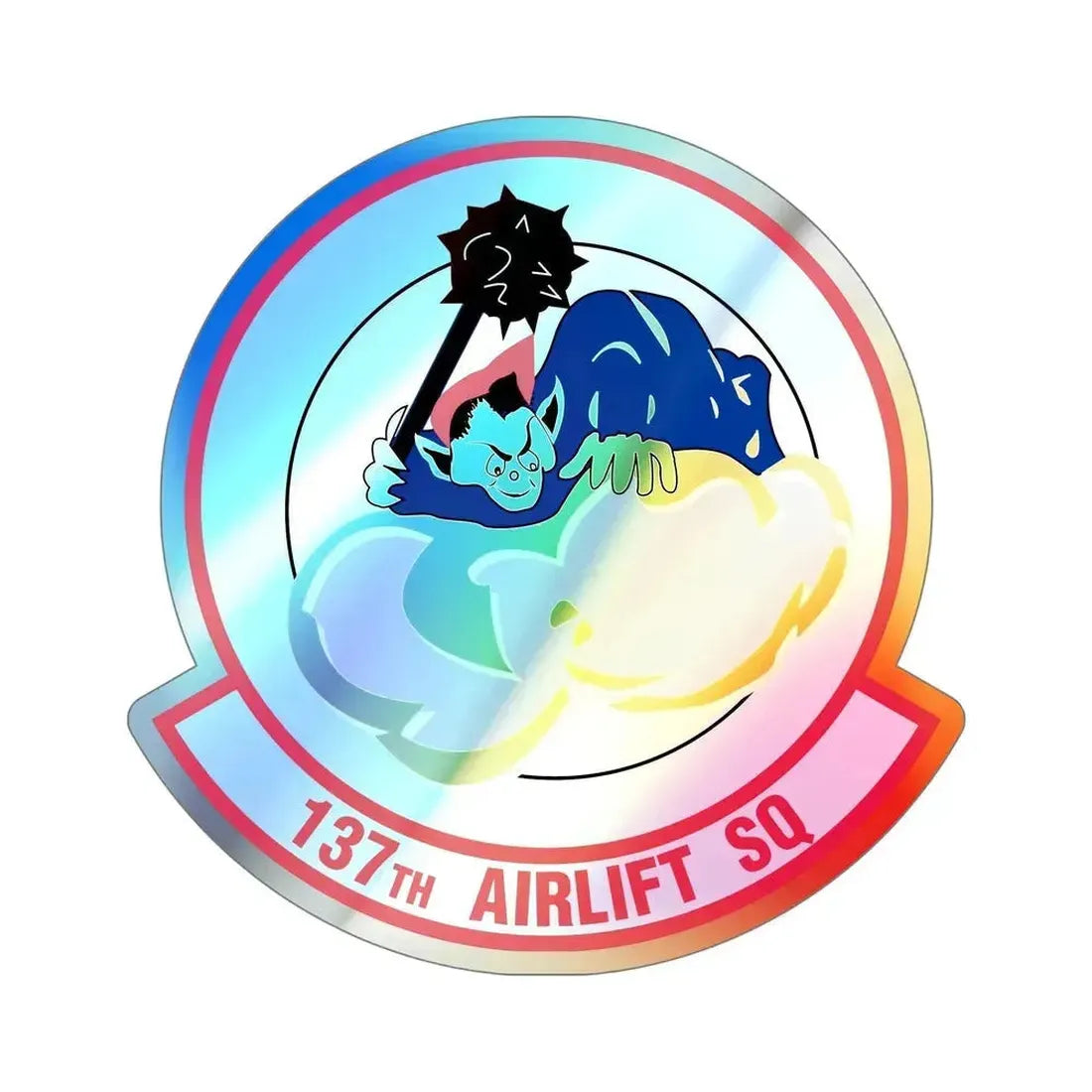 137 Airlift Squadron (U.S. Air Force) Holographic STICKER Die-Cut Vinyl Decal 6 Inch Holographic - The Sticker Space