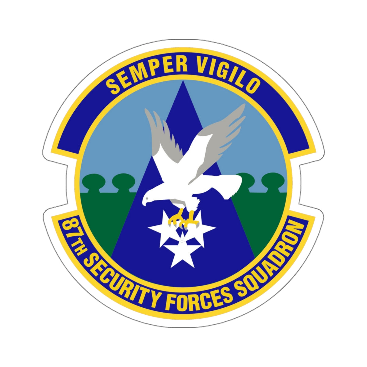 87 Security Forces Squadron AMC (U.S. Air Force) STICKER Vinyl Kiss-Cut Decal-4" × 4"-White-The Sticker Space