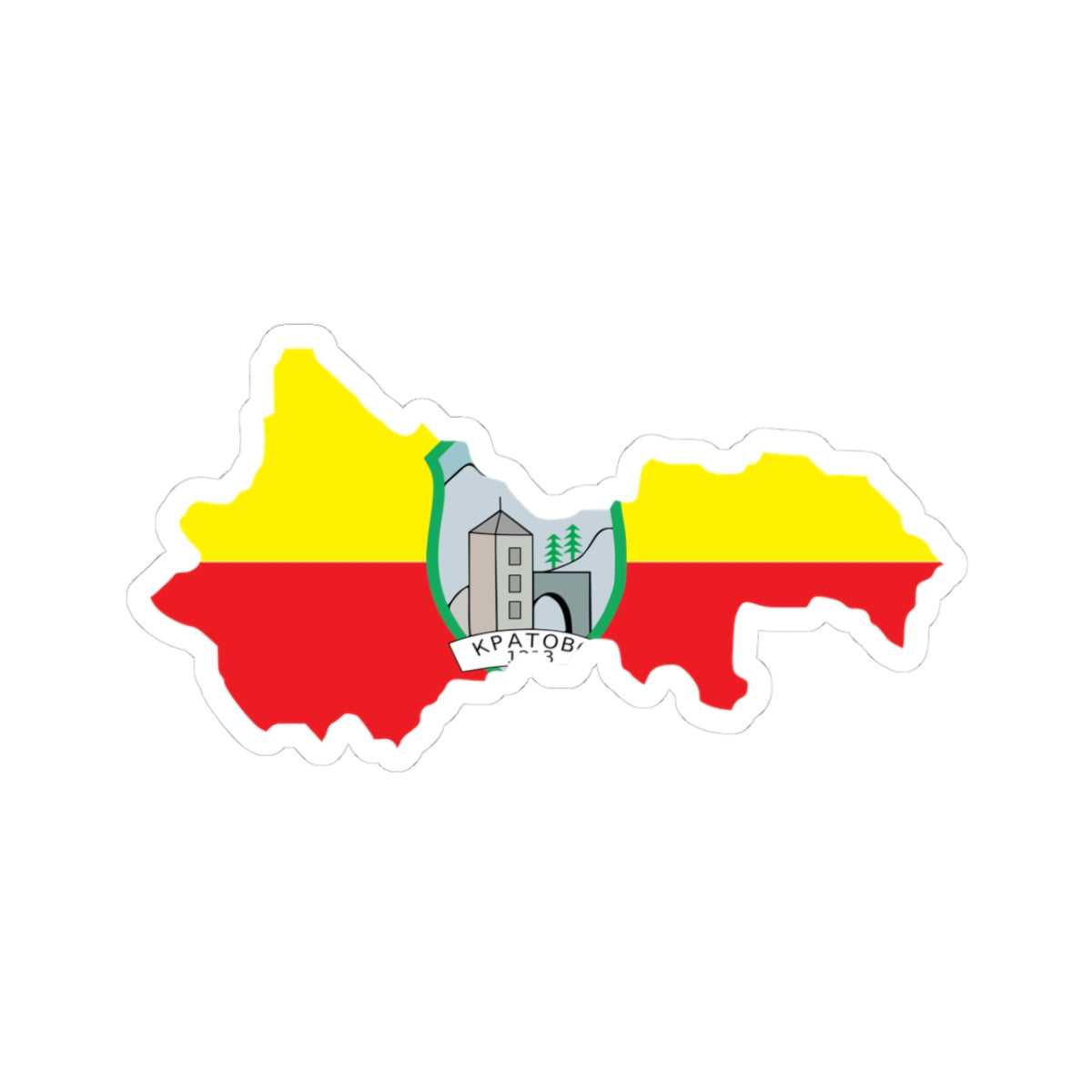 Flag map of Kratovo Municipality (North Macedonia) STICKER Vinyl Kiss-Cut Decal