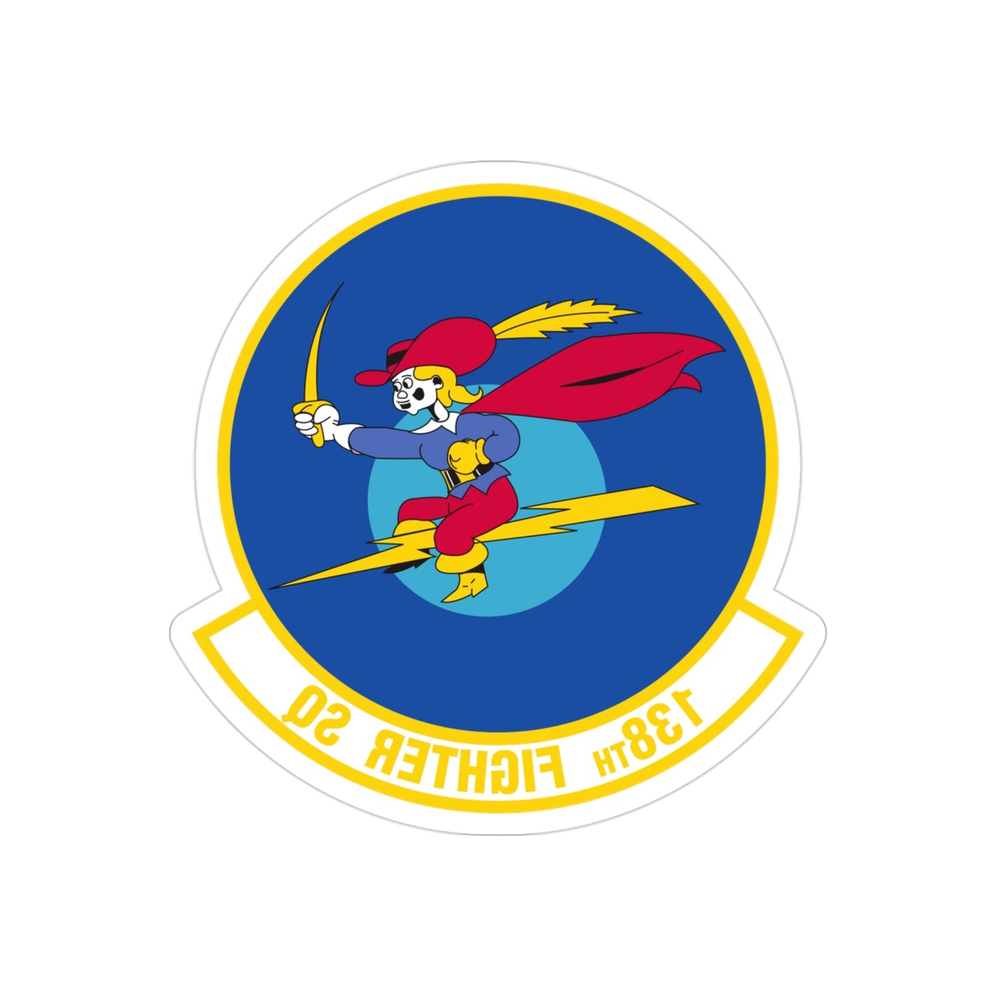 138 Fighter Squadron (U.S. Air Force) REVERSE PRINT Transparent STICKER-3" × 3"-The Sticker Space