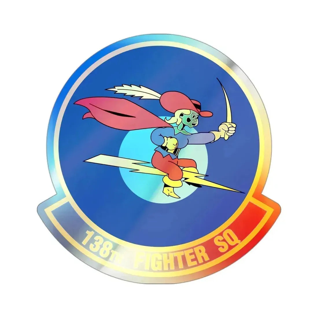138 Fighter Squadron (U.S. Air Force) Holographic STICKER Die-Cut Vinyl Decal 3 Inch Holographic - The Sticker Space