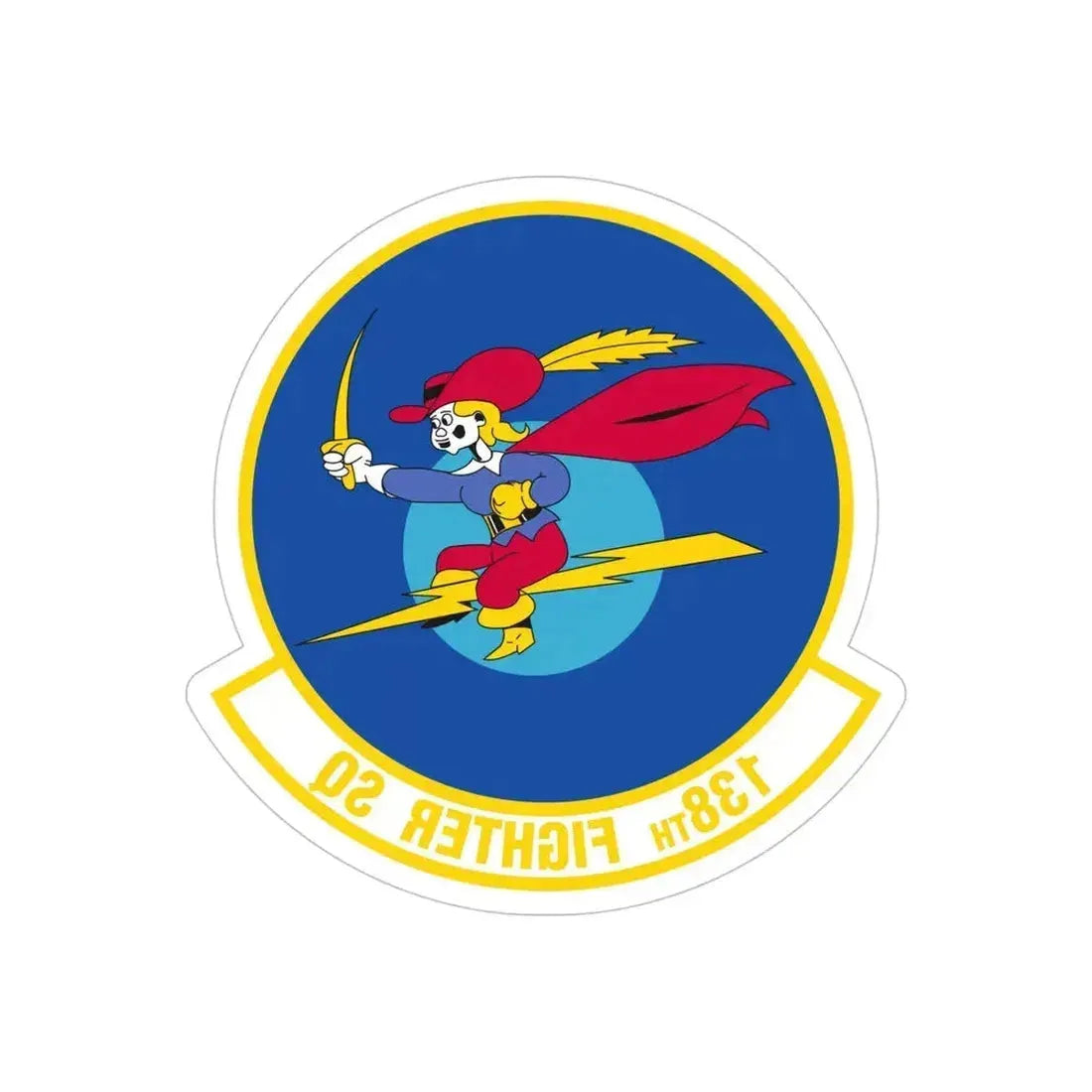 138 Fighter Squadron (U.S. Air Force) REVERSE PRINT Transparent Die-Cut STICKER 5 Inch Die-Cut Transparent - The Sticker Space