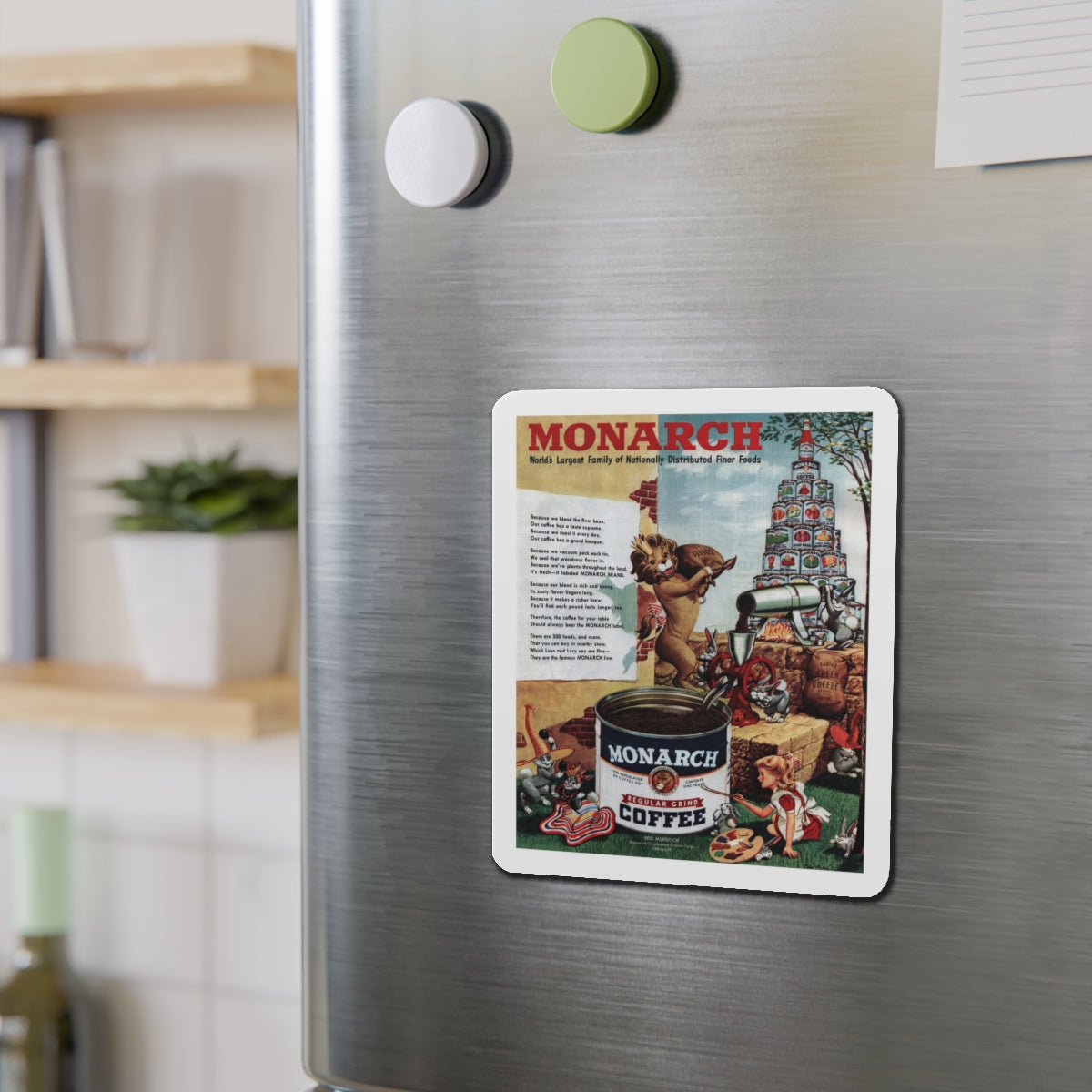 Monarch Coffee ad, Collier's, April 23, 1949 (Magazine Illustration) Refrigerator Magnet