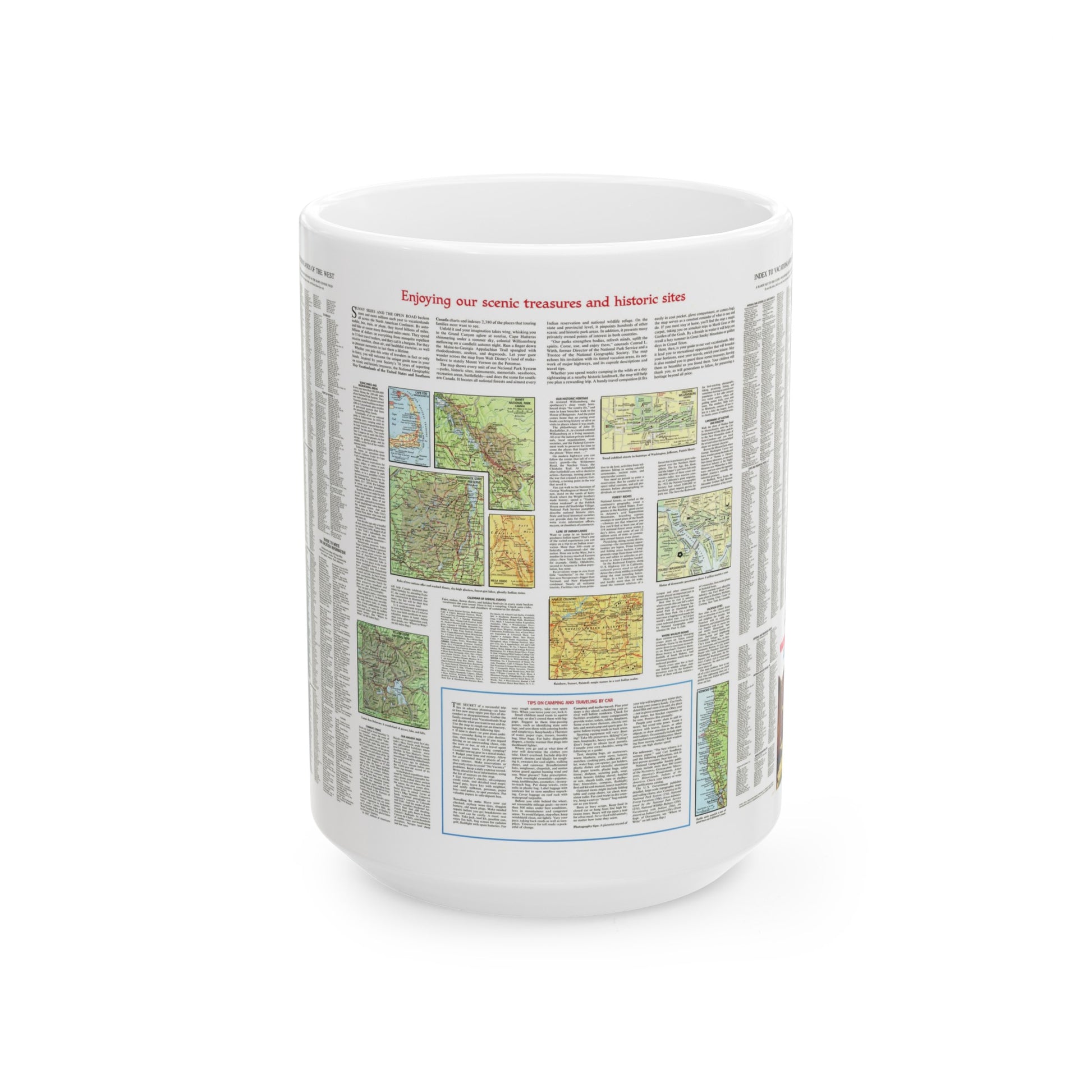 USA - Scenic Treasures and Historic Sites (1966) (Map) White Coffee Mug-15oz-The Sticker Space