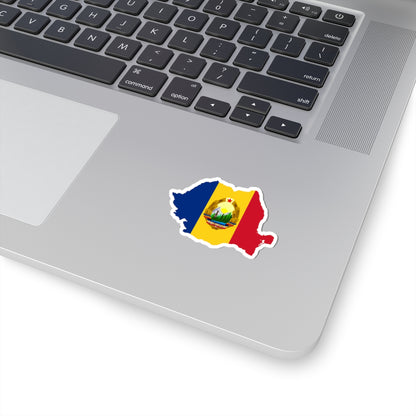 Flag-map of Romania 1965-1989 (Oman) STICKER Vinyl Kiss-Cut Decal