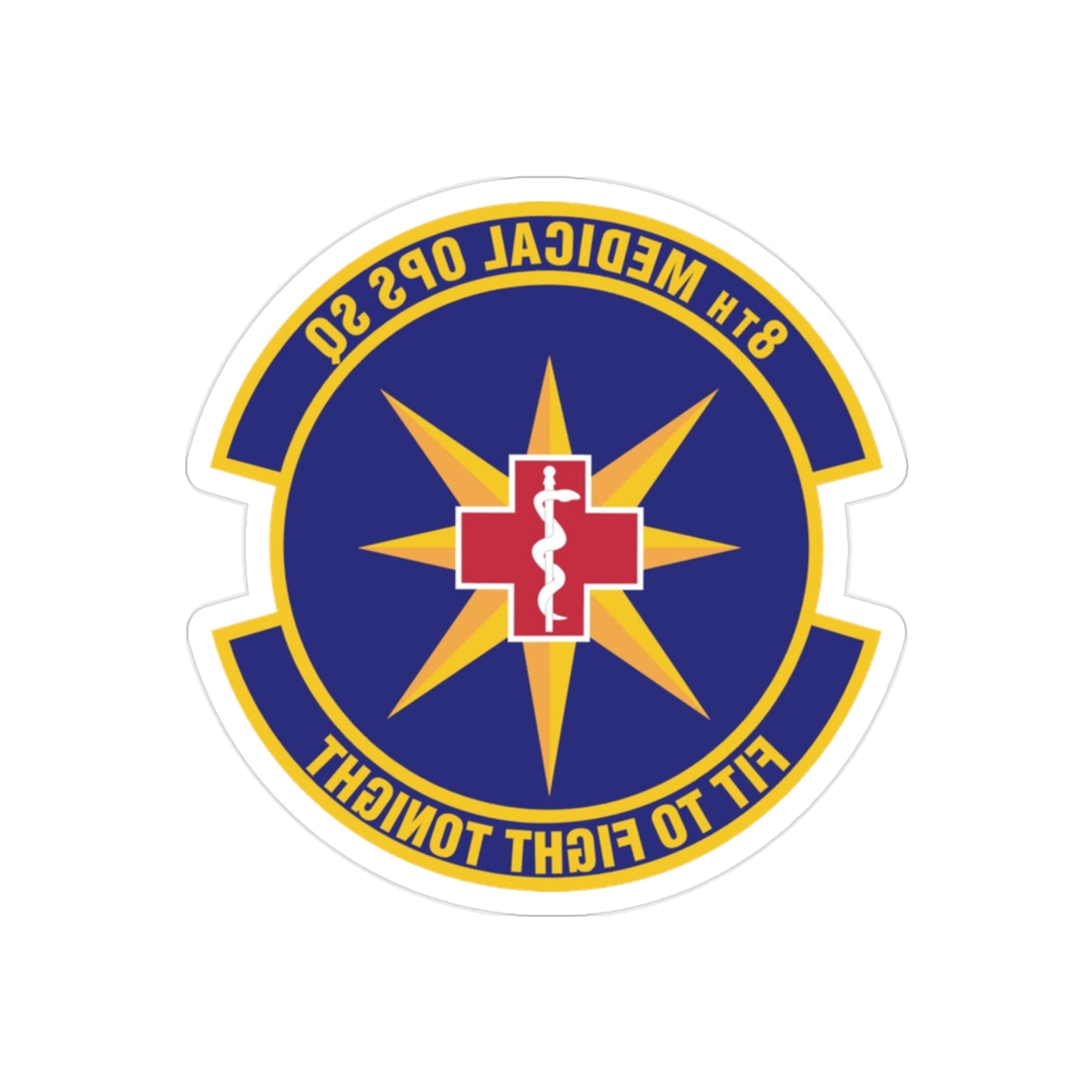 8th Medical Operations Squadron (U.S. Air Force) REVERSE PRINT Transparent STICKER-2" × 2"-The Sticker Space
