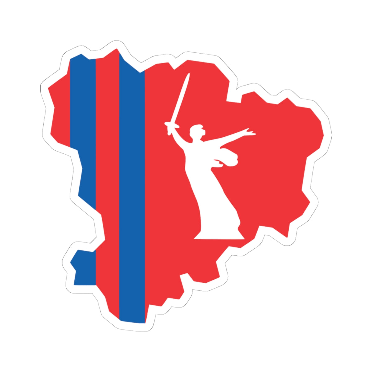 Flag-map of Volgograd Oblast (Russia) STICKER Vinyl Kiss-Cut Decal