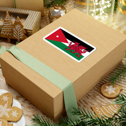 Hybrid Flag of Jordan and Wales (United Kingdom) STICKER Vinyl Kiss-Cut Decal