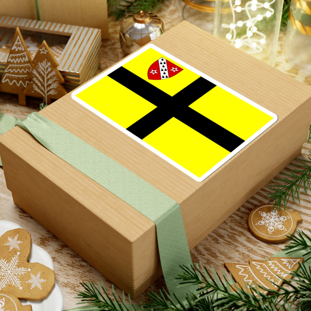Flag of St David early with Diocese of Bangor Shield in Canton (United Kingdom) STICKER Vinyl Kiss-Cut Decal