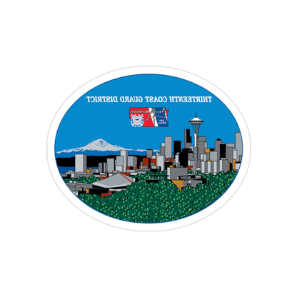 13th CG District Pacific Northwest (U.S. Coast Guard) REVERSE PRINT Transparent STICKER-2" × 2"-The Sticker Space