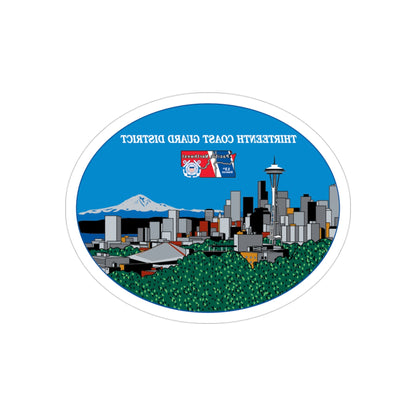 13th CG District Pacific Northwest (U.S. Coast Guard) REVERSE PRINT Transparent STICKER-3" × 3"-The Sticker Space