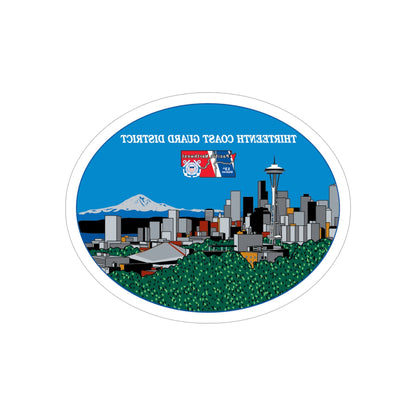 13th CG District Pacific Northwest (U.S. Coast Guard) REVERSE PRINT Transparent STICKER-6" × 6"-The Sticker Space